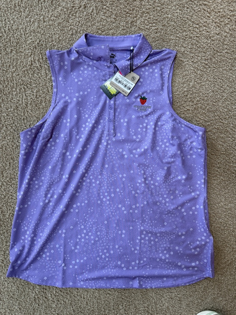 Golf Polo Top with Strawberry Embroidery